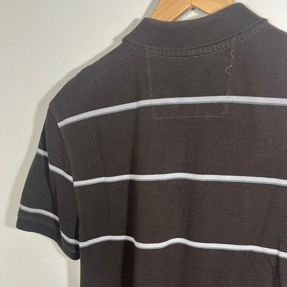 Banana Republic Brown and Gray Polo Shirt Classic Fit Short Sleeve Medium